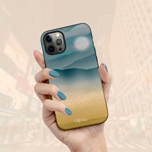 Watercolor Landscape Personalized Name iPhone Case